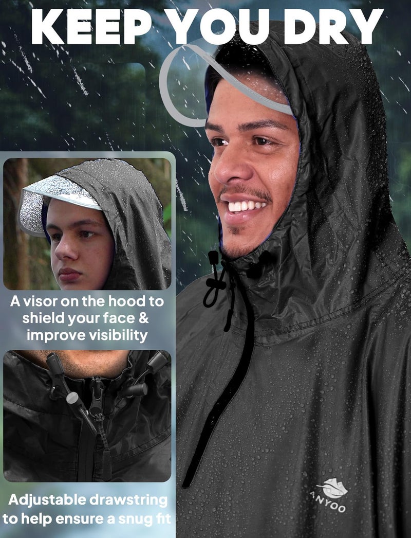 ANYOO Waterproof Rain Poncho Bike Bicycle Rain Capes Lightweight Compact Reusable for Adults - Image 4